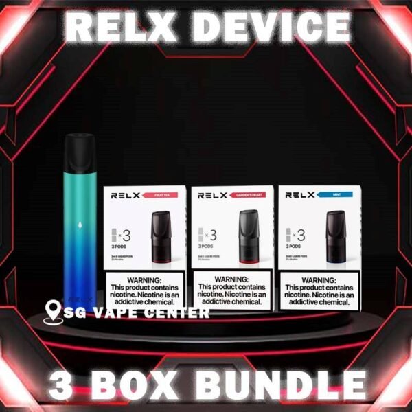 RELX DEVICE BUNDLE 95 - SG VAPE CENTER The RELX DEVICE BUNDLE 95 Package include : 1x RELX Device 3x Pod Flavour (3pcs Per Pack) The RELX CLASSIC DEVICE Vape ready stock in SG VAPE STORE , features a 350mAH for long lasting everyday vaping and a massive 2.0ml capacity for its pre-filled nicotine salt e-juice pods that lasts approximately 650 puffs. RELX Classic pods come in wide range of flavors to choose from currently over 10+ flavors and counting. RELXPods: The Perfect Pod Vapes to Savor Your Favorite Flavor Vapor pods, or e-liquid pods, are the fuel for a vape pen. Each pod contains a mixture of ncotine concentrate, flavoring, and other ingredients that elevates the vaping experience. A vape pen turns this cocktail into vapor by atomizing it through its heating coil. Without a vape pod, an electric cigarette is just a piece of hardware. ⚠️RELX CLASSIC DEVICE COMPATIBLE WITH⚠️ GENESIS POD J13 POD KIZZ POD LANA POD RELX CLASSIC POD R-ONE POD SP2 POD ZENO POD ZEUZ POD ⚠️RELX CLASSIC POD FLAVOUR LINE UP⚠️ Classic Tobacco 5% Cool Mint 5% Coke Grape Green Bean Honeydew Icy Slush Passion Fruit Peach Oolong Watermelon Strawberry Burst Jasmine Green Tea Tie Guan Yin Tea SG VAPE COD SAME DAY DELIVERY , CASH ON DELIVERY ONLY. TAKE BULK ORDER /MORE ORDER PLS CONTACT ME :  SGVAPECENTER VIEW OUR DAILY NEWS INFORMATION VAPE : TELEGRAM CHANNEL