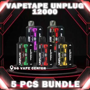 5PCS VAPETAPE UNPLUG 12000 DISPOSABLE BUNDLE - SG VAPE CENTER SINGAPORE The 5PCS VAPETAPE UNPLUG 12000 DISPOSABLE BUNDLE Package include : Choose of 5 X Pcs VAPETAPE UNPLUG 12K Puffs with amazing price ! Free Gift x1 FREE DELIVERY The Vapetape Unplug 12k Starter kit & Flavour Cartridge prefilled vape Ready stock in our sg singapore store online shop for same day delivery. Discover the freedom of Vapetape Unplug 12000 ( 12K Puffs ) Disposable Flavour – the ultimate vape experience! Choose from 10 + plus delicious flavors, each conveniently plug-and-use. Our innovative design features a child lock for added safety. Elevate your vaping journey with Vapetape Unplug – where flavor meets convenience. Unplug, unwind, and savor the essence of 10 unique flavors with confidence. Order now! STARTER KIT Package Include : X1 UNPLUG Baterry Device X1 Prefilled Pod 12k Puffs CARTRIDGE Package Include : X1 Prefilled Pod 12k Puffs Specification : Puff : 12000 Puffs Capacity : 21ml Nicotine : 5% ( 50 Mg) Battery : 550mAh Charging : Rechargeable with TYPE-C ⚠️VAPETAPE UNPLUG 12000 FULL SET & CARTRIDGE FLAVOUR ⚠️ Double Grape Berries Yogurt Blackcurrant Berries Blackcurrant Bubblegum Honeydew Bubblegum Honeydew Slurpee Mango Slurpee Strawberry Grapple Solero Tropical Watermelon Bubblegum Choco Mint Candy Grape Pear Orange Mango Guava Pineapple Apple Ribena Lychee Apple Lychee Butter Popcorn Carrot Milk Hazelnut Coffee Kiwi Mango Watermelon SG VAPE COD SAME DAY DELIVERY , CASH ON DELIVERY ONLY. TAKE BULK ORDER /MORE ORDER PLS CONTACT ME :  SGVAPECENTER VIEW OUR DAILY NEWS INFORMATION VAPE : TELEGRAM CHANNEL