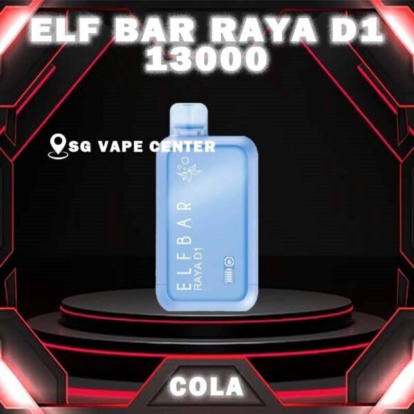 ELFBAR RAYA D1 13000 DISPOSABLE - VAPE SINGAPORE SG COD The ELFBAR RAYA D1 13000 DISPOSABLE ,  a premium disposable pod equipped with mesh coil technology, boasting an impressive 13k Puffs. Crafted by ELFBAR's expert team, the mesh coil ensures a seamless and intense flavor experience with every puff. Moreover, it featuring a screen display that will provide you with information about battery power and the remaining liquid level in your RAYA D1! Specification : Approx. 13000 Puffs Capacity 18ml Rechargeable Battery 650mAh Anti Dry-Burn Protection E-liquid & Power Display Screen Charging Port: Type-C ⚠️ELFBAR RAYA D1 13000 FLAVOUR LINE UP⚠️ Apple Orange Bubblegum Cola Kiwi Guava Grape Lychee Juicy Peach Mango Lychee Bubblegum Mango Strawberry Ice Cream Masam Bubblegum Mix Berries Peach Lychee Blackcurrant Ribena Lychee Solero Strawberry Guava SG VAPE COD SAME DAY DELIVERY , CASH ON DELIVERY ONLY. TAKE BULK ORDER /MORE ORDER PLS CONTACT ME :  SGVAPECENTER VIEW OUR DAILY NEWS INFORMATION VAPE : TELEGRAM CHANNEL