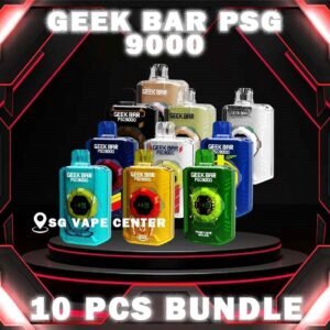 10PCS GEEK BAR PSG 9000 DISPOSABLE BUNDLE - SG VAPE CENTER SINGAPORE The 10PCS GEEK BAR 9000 DISPOSABLE BUNDLE Package include : Choose 10 Pcs of GEEK BAR 9K Puffs with amazing price ! Free Gift x1 FREE DELIVERY The Geek Bar Psg 9000 Puffs Vape Ready stock in our sg singapore store online shop for same day delivery. Unleash the power of vaping with the GEEKBAR 9000 Puffs Disposable Pod. Experience an astounding capacity of up to 9K puffs, ensuring prolonged enjoyment without the hassle of frequent replacements. Embrace the convenience of its Type C Rechargeable feature, allowing you to recharge and savor your favorite flavors at your convenience. Stay in control and never miss a beat with the Smart Screen Indicator, keeping you updated on both battery and e-liquid levels in real-time. With Adjustable Airflow, tailor your vaping experience to perfection, delivering smooth and flavorful clouds that suit your unique preferences. Elevate your vaping journey today and enjoy unmatched performance, convenience, and satisfaction with the GEEKBAR! Specification : Nicotine Strength: 5% Adjustable Airflow Type-C Rechargeable Smart Screen Indicator for Battery ⚠️GEEK BAR PSG 9000 FLAVOUR LINE UP⚠️ Chocolate Mocha Classic Double Rootbeer Grape Blackcurrant Mango Blackcurrant Mixed Berries Sirup Bandung Strawberry Watermelon Triple Mango Vanilla Cream Puff Watermelon Pear Apple Asam Boi Dewberry Cream Ice Popsicle Juicy Watermelon Honeydew Melon Mango Pineapple Mother’s Milk Strawberry Lemonade Wild Berry Ice Pomegranate Plum Lychee Berry Pineapple Honeydew SG VAPE COD SAME DAY DELIVERY , CASH ON DELIVERY ONLY. TAKE BULK ORDER /MORE ORDER PLS CONTACT ME :  SGVAPECENTER VIEW OUR DAILY NEWS INFORMATION VAPE : TELEGRAM CHANNEL