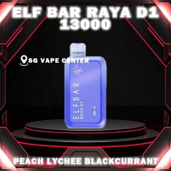 ELFBAR RAYA D1 13000 DISPOSABLE - VAPE SINGAPORE SG COD The ELFBAR RAYA D1 13000 DISPOSABLE ,  a premium disposable pod equipped with mesh coil technology, boasting an impressive 13k Puffs. Crafted by ELFBAR's expert team, the mesh coil ensures a seamless and intense flavor experience with every puff. Moreover, it featuring a screen display that will provide you with information about battery power and the remaining liquid level in your RAYA D1! Specification : Approx. 13000 Puffs Capacity 18ml Rechargeable Battery 650mAh Anti Dry-Burn Protection E-liquid & Power Display Screen Charging Port: Type-C ⚠️ELFBAR RAYA D1 13000 FLAVOUR LINE UP⚠️ Apple Orange Bubblegum Cola Kiwi Guava Grape Lychee Juicy Peach Mango Lychee Bubblegum Mango Strawberry Ice Cream Masam Bubblegum Mix Berries Peach Lychee Blackcurrant Ribena Lychee Solero Strawberry Guava SG VAPE COD SAME DAY DELIVERY , CASH ON DELIVERY ONLY. TAKE BULK ORDER /MORE ORDER PLS CONTACT ME :  SGVAPECENTER VIEW OUR DAILY NEWS INFORMATION VAPE : TELEGRAM CHANNEL