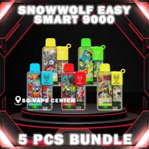 5PCS SNOWWOLF EA9000 / 9000 DISPOSABLE BUNDLE - SG VAPE CENTER SINGAPORE The 5PCS SNOWWOLF EA9000 DISPOSABLE BUNDLE Package include : Choose 5 Pcs of SNOWWOLF EASY SMART 9000 Puffs with amazing price ! Free Gift x1 FREE DELIVERY The Snowwolf Easy Smart 9000 / Ea9000 disposable Vape Ready stock in our sg singapore store online shop for same day delivery. This Snowwolf Ea 9000 born with a elegant outlook design and power by mesh coil with 10 amazing flavors! SNOWWOLF EA9000 have the latest technology which you can change the power voltage to two mood high and low. Specification : Puffs : 9000 Coil : Mesh coil Battery Capacity : 650mAh / 10.5 – 16W Rechargeable with Type C E-liquid Capacity : 12ml Coil : 1.0 OHM Nicotine Strength : 5% Charging Time : Roughly 10 min – 15 min Adjustable Airflow ⚠️SNOWWOLF EA 9000 FLAVOUR LINE UP⚠️ Grape Yogurt Triple Mint Strawberry Grape Candy Pacific Cooler Blue Razz Ice Skittles Strawberry Watermelon Pomelo Pearl Grap Grape Candy Watermelon Mint Bbubblegum SG VAPE COD SAME DAY DELIVERY , CASH ON DELIVERY ONLY. TAKE BULK ORDER /MORE ORDER PLS CONTACT ME :  SGVAPECENTER VIEW OUR DAILY NEWS INFORMATION VAPE : TELEGRAM CHANNEL