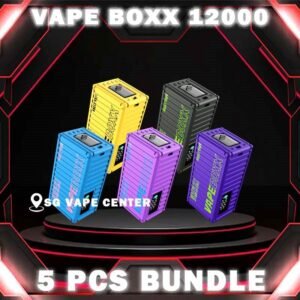 5PCS VAPEBOXX / VAPE BOXX 12000 DISPOSABLE BUNDLE - SG VAPE CENTER SINGAPORE The 5PCS VAPEBOXX / VAPE BOXX 12000 DISPOSABLE BUNDLE Package include : Choose 5 Pcs of VAPE BOXX 12K Puffs with amazing price ! Free Gift x1 FREE DELIVERY The Vapeboxx 12000 / Vape boxx 12K Disposable Ready stock in our sg singapore store online shop for same day delivery. The VapeBoxx 12K By Vault Vape , is a Adjustable Airflow with Type-C Fast Charging . Specifition : Nicotine Strength : 5% Smart Screen Display Hidden Foldable TIP Explosive Cloud Adjustable Airflow ⚠️VAPEBOXX 12000 FLAVOUR LINE UP⚠️ Hazelnut Coffee Honeydew Melon Gummy Bear Grape Yogurt Double Mango Solero Ice Cream Energy Bull Strawberry Ice Cream Grape Apple Mixed Fruits Sour Bubblegum Original Yakult Grape Sparkling Green Apple Sparkling Lychee Sparkling Blackcurrant Grape Watermelon Bubblegum Kiwi Strawberry Apple SG VAPE COD SAME DAY DELIVERY , CASH ON DELIVERY ONLY. TAKE BULK ORDER /MORE ORDER PLS CONTACT ME :  SGVAPECENTER VIEW OUR DAILY NEWS INFORMATION VAPE : TELEGRAM CHANNEL