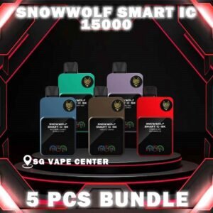 5PCS SNOWWOLF SMART IC 15000 BUNDLE - SG VAPE CENTER SINGAPORE The 5PCS SNOWWOLF SMART IC 15000 BUNDLE Package include : Choose 5 Pcs of SNOWWOLF SMART IC 15k Puffs with amazing price ! Free Gift x1 FREE DELIVERY The SNOWWOLF SMART IC 15000 ( 15K Puffs ) Disposable vape Ready stock in our sg singapore store online shop for same day delivery. This Kit from Snow wolf  company lasted product for singapore vapers choose and enjoy it! available 10+plus flavour! The Snow wolf Powerful To Vape Simple to use! Adjusted the best condition get the best vape experience, and Regulation Voltage ,Customize your distinctive vaping style,Just 1 click to increase 1W. Power range from 5W to 15W. When you vape every puff, there will be a circuit board light display on the backside. The SNOWWOLF LOGO is particularly three-dimensional and prominent, and the overall sense of technology is stronger! New Generation smart chip Intelligent power output, more convenient to vape. 48MHz Working frequency, faster response speed. Ultra-low Standby power consumption,Longer use time. 32-bit image processing technology,better visual effects. Specifition :  Nicotine Strength: 50mg ( 5% ) Battery Capacity: 650MAH Constant Power: 5-15W Charging Port: Type-C Super Charge: 20mins to 80% ⚠️SNOWWOLF IC 15000 FLAVOUR LINE UP⚠️ Blow Pop Blue Power Watermelon Cream Cake Double Mango Kiwi Passion Fruit Aloe Lychee Grape Meta Moon Passion Fruit Yakult Skittles Strawberry Grape Candy Strawberry Kiwi Strawberry Watermelon Taro Ice Cream Watermelon Mint Bubblegum SG VAPE COD SAME DAY DELIVERY , CASH ON DELIVERY ONLY. TAKE BULK ORDER /MORE ORDER PLS CONTACT ME :  SGVAPECENTER VIEW OUR DAILY NEWS INFORMATION VAPE : TELEGRAM CHANNEL