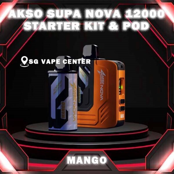 AKSO SUPA NOVA 12000 STARTER KIT & PREFILLED POD - SG VAPE CENTER SINGAPORE The AKSO SUPA NOVA 12000 puffs disposable vape is Starter Kit & Prefilled Pod design ,ready stock in our sg singapore store online shop for same day delivery. Introducing the AKSO Supa Nova 12k closed pod disposable vape, crafted for flexibility and ease of use. It features adjustable wattage ranging from 10W to 20W, allowing users to customize their vaping experience. Safety is paramount with a child lock and a rechargeable battery equipped with anti-overcharge and auto cut-off systems. Monitoring your vape is simple with liquid and battery indicators, ensuring you're always informed. Adjust the airflow to your liking and enjoy up to 12,000 puffs per cartridge. Plus, it's compatible with cartridges from the Akso Supa Pro series, offering compatibility and versatility for vapers. Designed with user safety and convenience in mind. It features a child lock mechanism where activation and deactivation require pressing any button for 3 seconds, preventing accidental operation. The rechargeable battery includes anti-overcharge protection and an auto cut-off system, ensuring prolonged battery lifespan and safe charging practices. NOTE: AKSO SUPA NOVA 12K KIT & POD COMPATIBLE WITH AKSO SUPA PRO 12K KIT & POD. Specifications : Puff: 12000 Puffs Nicotine Strength: 5% Adjustable wattage : 10W to 20W Liquid and battery indicator Charging Port: 650 mAh Rechargeable Type-C ⚠️AKSO SUPA NOVA 12000 FLAVOUR LINE UP⚠️ Blackcurrant Butter Mint Candy Chocolate Mint Honeydew Mango Oat Crunch Sirap Bandung Strawberry Banana Custard Strawberry Mango Strawberry Yam Cheese Vanilla Tobacco Apple Custard Milk Caramel Passion Soursop Mango Cranberry Grape Watermelon Gummy Mango Passion Grape SG VAPE COD SAME DAY DELIVERY , CASH ON DELIVERY ONLY. TAKE BULK ORDER /MORE ORDER PLS CONTACT ME :  SGVAPECENTER VIEW OUR DAILY NEWS INFORMATION VAPE : TELEGRAM CHANNEL