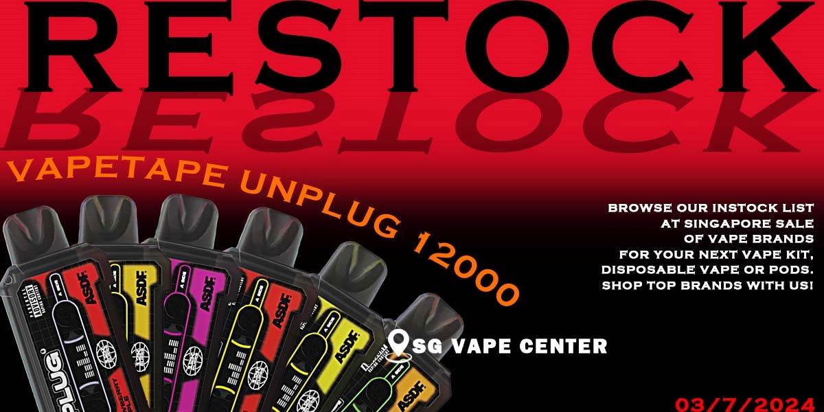 RESTOCK - 03/7/2024 - VAPETAPE UNPLUG 12000 PUFFS - SG VAPE CENTER RESTOCK – VAPETAPE UNPLUG 12K PUFFS FLAVOUR VAPE – 03/7/2024 Welcome to our online vape store in Singapore,The #1 destination for all your vaping needs! We offer a wide selection of the latest world class vape devices,pods,and disposable that area always in stock and ready to ship in singapore for vape delivery. Next I will introduce to you which are the best-selling vapes that we restock today! RESTOCK – VAPETAPE UNPLUG 12000 PUFFS-03072024 Ready stock at Singapore sg shop on sale for same day delivery. Double Grape Berries Yogurt Blackcurrant Berries Blackcurrant Bubblegum Honeydew Bubblegum Honeydew Slurpee Mango Slurpee Strawberry Grapple Solero Tropical Watermelon Bubblegum Choco Mint Candy Grape Pear Orange Mango Guava Pineapple Apple Ribena Lychee Apple Lychee Butter Popcorn Carrot Milk Hazelnut Coffee Kiwi Mango Watermelon For RESTOCK VAPETAPE UNPLUG 12k PUFFS-03072024 vape product available at SG VAPE SHOP here, get it now with us and same day delivery! TAKE BULK ORDER /MORE ORDER PLS CONTACT ME : SGVAPECENTER VIEW OUR DAILY NEWS INFORMATION VAPE : TELEGRAM CHANNEL