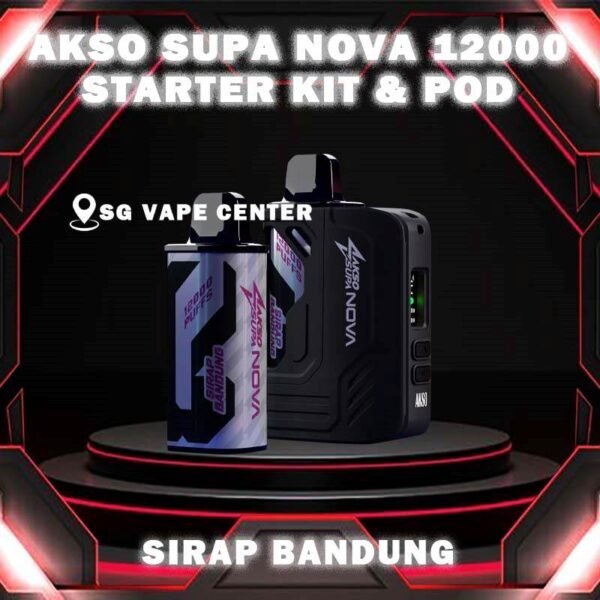 AKSO SUPA NOVA 12000 STARTER KIT & PREFILLED POD - SG VAPE CENTER SINGAPORE The AKSO SUPA NOVA 12000 puffs disposable vape is Starter Kit & Prefilled Pod design ,ready stock in our sg singapore store online shop for same day delivery. Introducing the AKSO Supa Nova 12k closed pod disposable vape, crafted for flexibility and ease of use. It features adjustable wattage ranging from 10W to 20W, allowing users to customize their vaping experience. Safety is paramount with a child lock and a rechargeable battery equipped with anti-overcharge and auto cut-off systems. Monitoring your vape is simple with liquid and battery indicators, ensuring you're always informed. Adjust the airflow to your liking and enjoy up to 12,000 puffs per cartridge. Plus, it's compatible with cartridges from the Akso Supa Pro series, offering compatibility and versatility for vapers. Designed with user safety and convenience in mind. It features a child lock mechanism where activation and deactivation require pressing any button for 3 seconds, preventing accidental operation. The rechargeable battery includes anti-overcharge protection and an auto cut-off system, ensuring prolonged battery lifespan and safe charging practices. NOTE: AKSO SUPA NOVA 12K KIT & POD COMPATIBLE WITH AKSO SUPA PRO 12K KIT & POD. Specifications : Puff: 12000 Puffs Nicotine Strength: 5% Adjustable wattage : 10W to 20W Liquid and battery indicator Charging Port: 650 mAh Rechargeable Type-C ⚠️AKSO SUPA NOVA 12000 FLAVOUR LINE UP⚠️ Blackcurrant Butter Mint Candy Chocolate Mint Honeydew Mango Oat Crunch Sirap Bandung Strawberry Banana Custard Strawberry Mango Strawberry Yam Cheese Vanilla Tobacco Apple Custard Milk Caramel Passion Soursop Mango Cranberry Grape Watermelon Gummy Mango Passion Grape SG VAPE COD SAME DAY DELIVERY , CASH ON DELIVERY ONLY. TAKE BULK ORDER /MORE ORDER PLS CONTACT ME :  SGVAPECENTER VIEW OUR DAILY NEWS INFORMATION VAPE : TELEGRAM CHANNEL