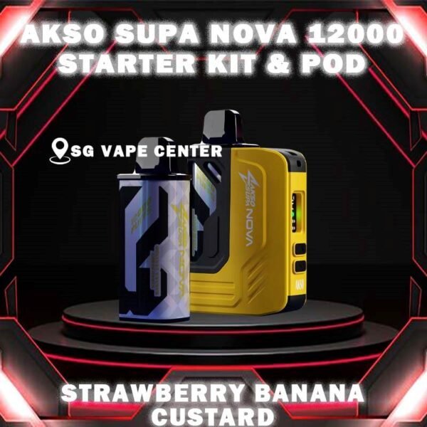 AKSO SUPA NOVA 12000 STARTER KIT & PREFILLED POD - SG VAPE CENTER SINGAPORE The AKSO SUPA NOVA 12000 puffs disposable vape is Starter Kit & Prefilled Pod design ,ready stock in our sg singapore store online shop for same day delivery. Introducing the AKSO Supa Nova 12k closed pod disposable vape, crafted for flexibility and ease of use. It features adjustable wattage ranging from 10W to 20W, allowing users to customize their vaping experience. Safety is paramount with a child lock and a rechargeable battery equipped with anti-overcharge and auto cut-off systems. Monitoring your vape is simple with liquid and battery indicators, ensuring you're always informed. Adjust the airflow to your liking and enjoy up to 12,000 puffs per cartridge. Plus, it's compatible with cartridges from the Akso Supa Pro series, offering compatibility and versatility for vapers. Designed with user safety and convenience in mind. It features a child lock mechanism where activation and deactivation require pressing any button for 3 seconds, preventing accidental operation. The rechargeable battery includes anti-overcharge protection and an auto cut-off system, ensuring prolonged battery lifespan and safe charging practices. NOTE: AKSO SUPA NOVA 12K KIT & POD COMPATIBLE WITH AKSO SUPA PRO 12K KIT & POD. Specifications : Puff: 12000 Puffs Nicotine Strength: 5% Adjustable wattage : 10W to 20W Liquid and battery indicator Charging Port: 650 mAh Rechargeable Type-C ⚠️AKSO SUPA NOVA 12000 FLAVOUR LINE UP⚠️ Blackcurrant Butter Mint Candy Chocolate Mint Honeydew Mango Oat Crunch Sirap Bandung Strawberry Banana Custard Strawberry Mango Strawberry Yam Cheese Vanilla Tobacco Apple Custard Milk Caramel Passion Soursop Mango Cranberry Grape Watermelon Gummy Mango Passion Grape SG VAPE COD SAME DAY DELIVERY , CASH ON DELIVERY ONLY. TAKE BULK ORDER /MORE ORDER PLS CONTACT ME :  SGVAPECENTER VIEW OUR DAILY NEWS INFORMATION VAPE : TELEGRAM CHANNEL