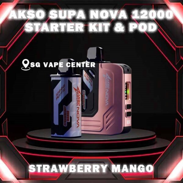 AKSO SUPA NOVA 12000 STARTER KIT & PREFILLED POD - SG VAPE CENTER SINGAPORE The AKSO SUPA NOVA 12000 puffs disposable vape is Starter Kit & Prefilled Pod design ,ready stock in our sg singapore store online shop for same day delivery. Introducing the AKSO Supa Nova 12k closed pod disposable vape, crafted for flexibility and ease of use. It features adjustable wattage ranging from 10W to 20W, allowing users to customize their vaping experience. Safety is paramount with a child lock and a rechargeable battery equipped with anti-overcharge and auto cut-off systems. Monitoring your vape is simple with liquid and battery indicators, ensuring you're always informed. Adjust the airflow to your liking and enjoy up to 12,000 puffs per cartridge. Plus, it's compatible with cartridges from the Akso Supa Pro series, offering compatibility and versatility for vapers. Designed with user safety and convenience in mind. It features a child lock mechanism where activation and deactivation require pressing any button for 3 seconds, preventing accidental operation. The rechargeable battery includes anti-overcharge protection and an auto cut-off system, ensuring prolonged battery lifespan and safe charging practices. NOTE: AKSO SUPA NOVA 12K KIT & POD COMPATIBLE WITH AKSO SUPA PRO 12K KIT & POD. Specifications : Puff: 12000 Puffs Nicotine Strength: 5% Adjustable wattage : 10W to 20W Liquid and battery indicator Charging Port: 650 mAh Rechargeable Type-C ⚠️AKSO SUPA NOVA 12000 FLAVOUR LINE UP⚠️ Blackcurrant Butter Mint Candy Chocolate Mint Honeydew Mango Oat Crunch Sirap Bandung Strawberry Banana Custard Strawberry Mango Strawberry Yam Cheese Vanilla Tobacco Apple Custard Milk Caramel Passion Soursop Mango Cranberry Grape Watermelon Gummy Mango Passion Grape SG VAPE COD SAME DAY DELIVERY , CASH ON DELIVERY ONLY. TAKE BULK ORDER /MORE ORDER PLS CONTACT ME :  SGVAPECENTER VIEW OUR DAILY NEWS INFORMATION VAPE : TELEGRAM CHANNEL